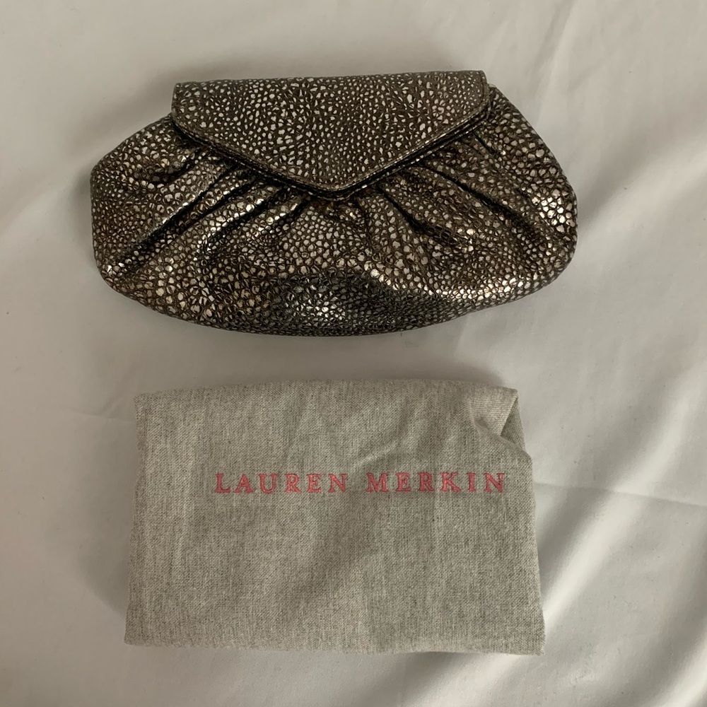 Lauren Merkin Silver / Bronze Clutch Bag